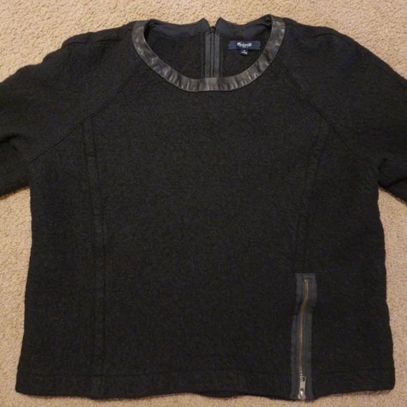 Madewell Sweaters - Madewell Black Wool Blend Leather Sweater M / L